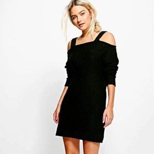 Boohoo Annabelle Open Shoulder Soft Knit Dress S